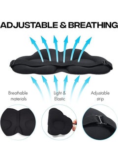 Generic 3D Contoured Adjustable Sleep Eye Mask, Cloud-Shaped Soft Silky Blindfold Eye Mask, for Sleeping and Side Sleepers (Black)  - Image 3