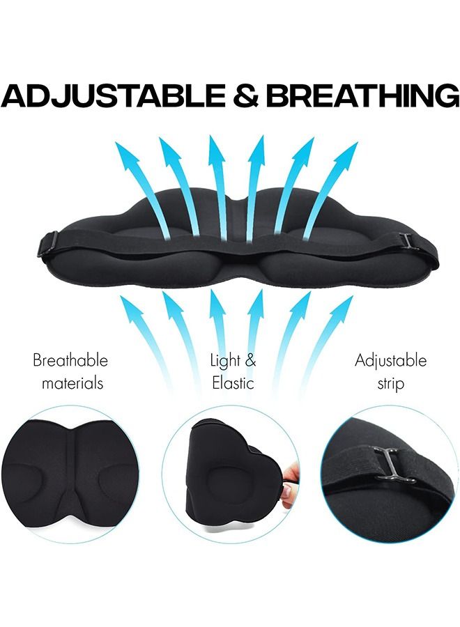 3D Contoured Adjustable Sleep Eye Mask, Cloud-Shaped Soft Silky Blindfold Eye Mask, for Sleeping and Side Sleepers (Black)  - Image 3