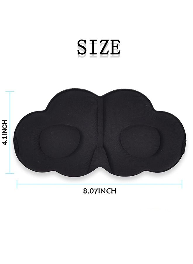 3D Contoured Adjustable Sleep Eye Mask, Cloud-Shaped Soft Silky Blindfold Eye Mask, for Sleeping and Side Sleepers (Black)  - Image 2