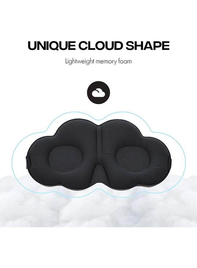 3D Contoured Adjustable Sleep Eye Mask, Cloud-Shaped Soft Silky Blindfold Eye Mask, for Sleeping and Side Sleepers (Black)  - Image 4
