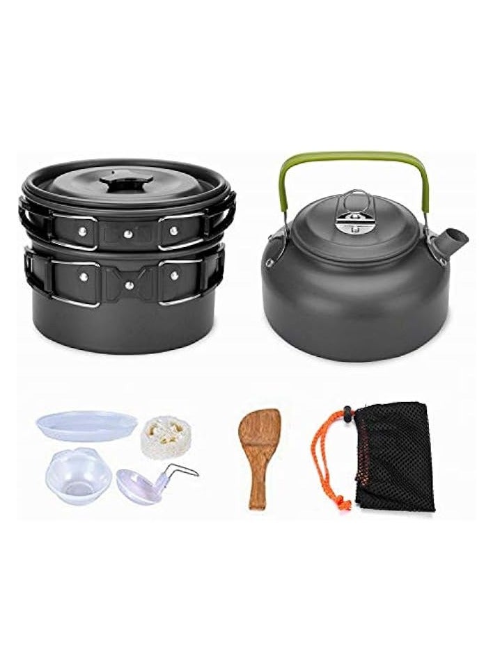 erorex 9Pcs Cookware Set Outdoor Camping Cooking Kit Portable Nonstick Lightweight Pans Cook Set with Bag  - Image 2