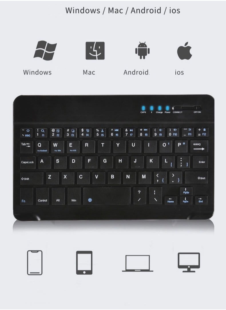 3 System Switching Multilingual Universal Laptop Ipad BT Black Wireless Keyboard