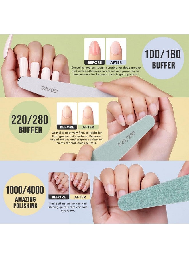 Makartt Nail File and Buffer, 6 Pcs Professional Nail Files for Acrylic Nails Different Double Sided Grit Nail Emery Boards for Nails Buffer Polisher Fingernail Files for Gel Nails Manicure Tools