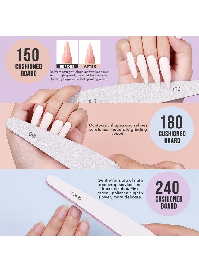Makartt Nail File and Buffer, 6 Pcs Professional Nail Files for Acrylic Nails Different Double Sided Grit Nail Emery Boards for Nails Buffer Polisher Fingernail Files for Gel Nails Manicure Tools