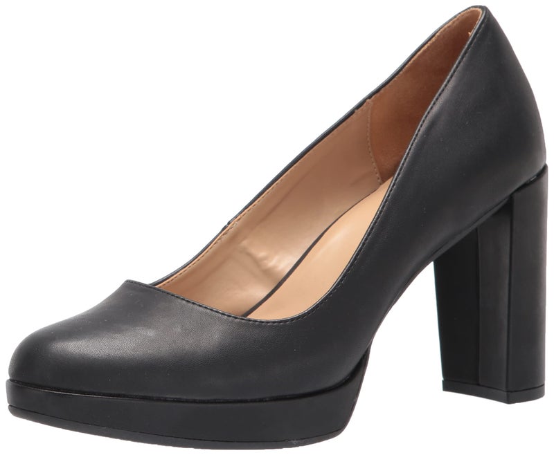 Naturalizer Womens Berlin Chunky High Heel Platform Pump,Black Smooth,9.5 Wide - Image 1