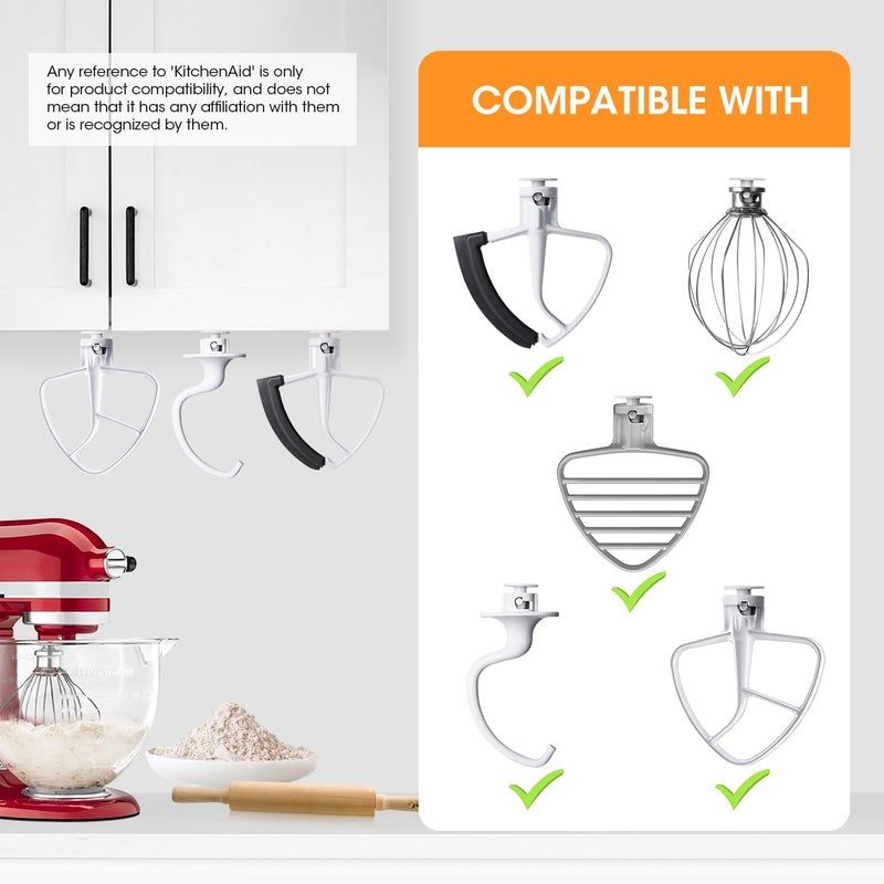AIEVE 4 Pack Stand Mixer Attachment Holders Compatible with Kitchenaid Mixer Accessories,Flex Edge Beater, Flat Beater, Dough Hooks and Wire Whip Organizer - Image 3