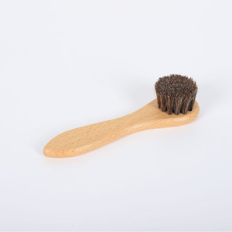 Premium Horsehair Shoe Brush – Soft Bristle Leather Care & Polishing Brush for Shoes, Boots, Bags and Leather Goods