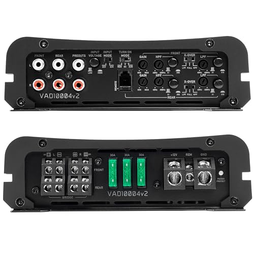 NVX VAD10004 v2 Model 4-Channel Class D Amplifier 2000W Peak, 1000W RMS, 2/4-ohm Stable, High/Low Pass X-Over, for Car/Truck/Marine/UTV/Motorcycle (VAD10004v2) - Image 2
