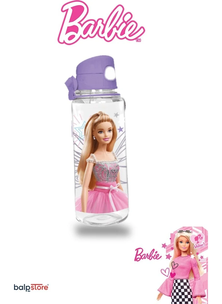 Barbie Licensed Water Bottle - Push Lid with Straw