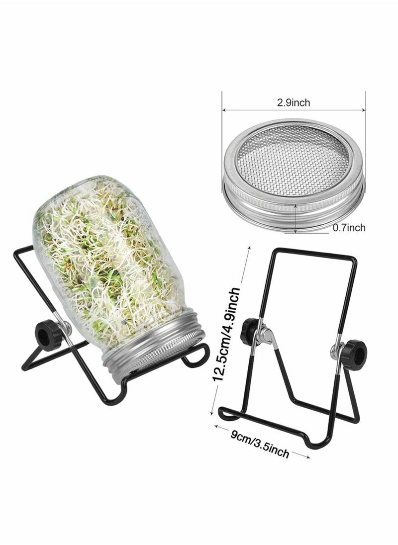 Y&D - Sprouting Wide Mouth Jar with Steel Mesh Lids and Stands, 650ML Sprouter Jars, for Broccoli Beans Microgreens Sprouts - Image 1