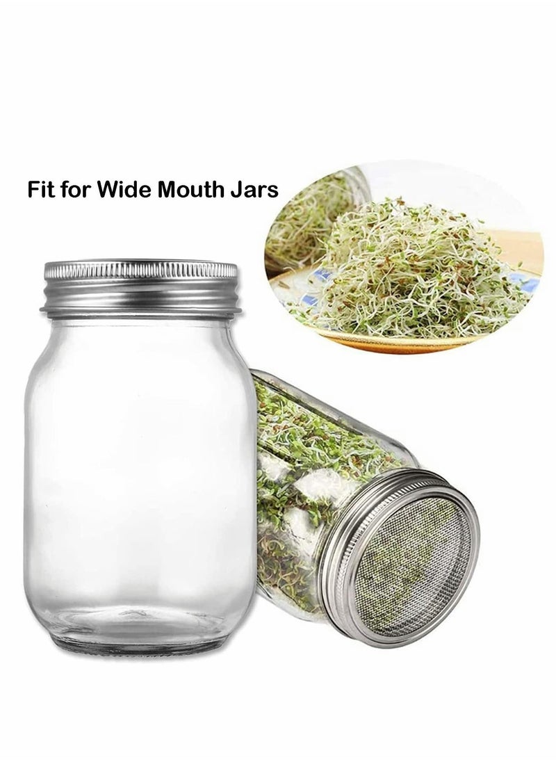 Y&D - Sprouting Wide Mouth Jar with Steel Mesh Lids and Stands, 650ML Sprouter Jars, for Broccoli Beans Microgreens Sprouts - Image 1