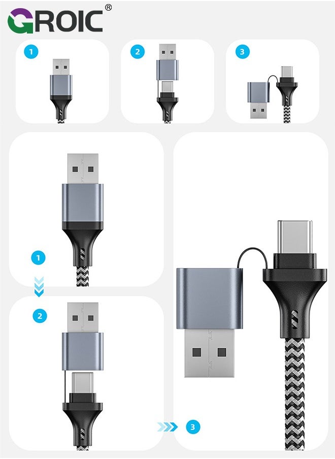 GROIC - USB C/USB A Male to Dual USB Female Cable Adapter, Thunderbolt 3 to Double Type A 2.0 OTG Splitter Cord Converter Multiple Hub for MacBook Pro, iPad Air 5 Mini 6, iPhone 15, Microsoft Surface GO - Image 1