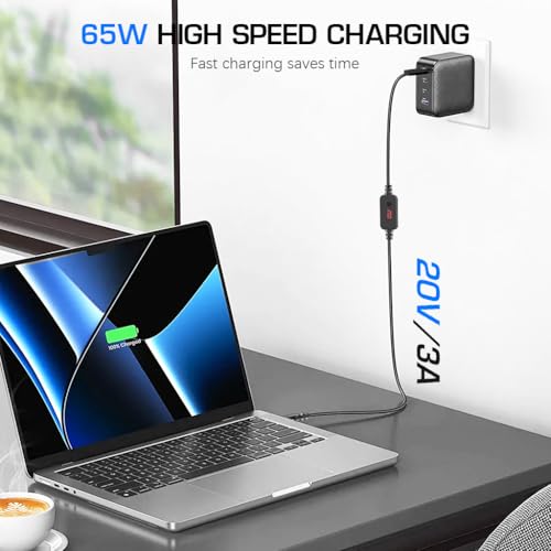 Verilux® USB C to DC Cable with 8 DC Connectors, 5V-20V Adjustable Power Design with Switch Button, 3.3Ft USB C to DC Converter Charging Cable for Notebooks, Portable Monitors, Stationary Routers - Image 3