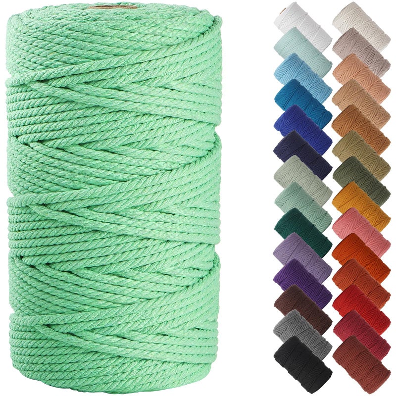 NOANTA Aqua Green Macrame Cord 4mm x 109yards Colored Macrame Rope Cotton Cord Macrame Yarn Colorful Cotton Craft Cord for Wall Hanging Plant Hangers Crafts Knitting - Image 3