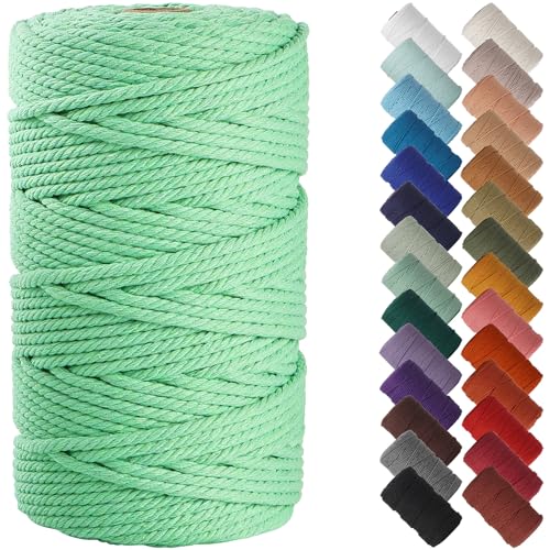 NOANTA Aqua Green Macrame Cord 4mm x 109yards Colored Macrame Rope Cotton Cord Macrame Yarn Colorful Cotton Craft Cord for Wall Hanging Plant Hangers Crafts Knitting - Image 1