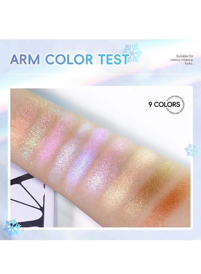 KAPEINE 9 Colors Eyeshadow Palette, Sparkling Face Eye Shadow Palette Makeup, High Pigment Chameleon Eyeshadow Rainbow Shimmer Highlighter, Long Lasting Waterproof Eye Makeup - Image 5