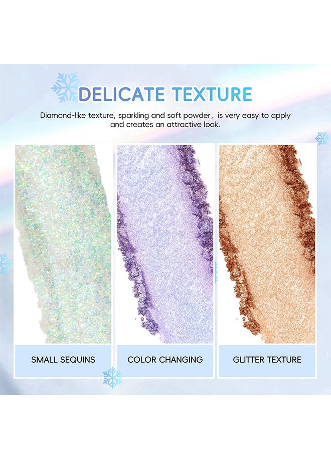 KAPEINE 9 Colors Eyeshadow Palette, Sparkling Face Eye Shadow Palette Makeup, High Pigment Chameleon Eyeshadow Rainbow Shimmer Highlighter, Long Lasting Waterproof Eye Makeup - Image 3