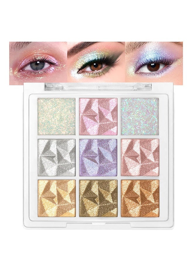 KAPEINE 9 Colors Eyeshadow Palette, Sparkling Face Eye Shadow Palette Makeup, High Pigment Chameleon Eyeshadow Rainbow Shimmer Highlighter, Long Lasting Waterproof Eye Makeup - Image 1
