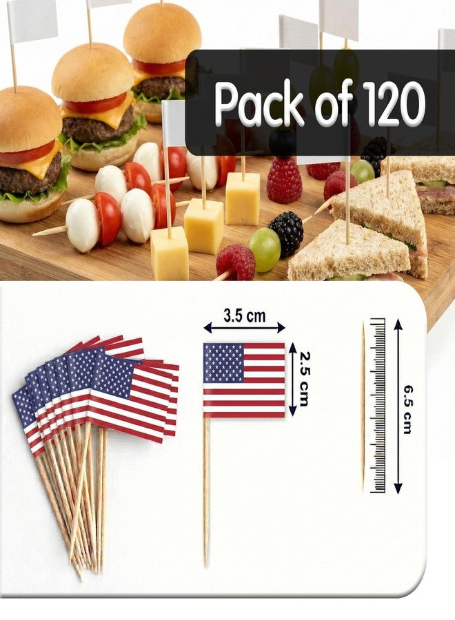 Mobi Lock 120 Pcs USA Flag Cocktail Picks - 6.5cm (2.5in) Bamboo Toothpicks with Mini Flags - Sturdy Food & Drink Garnish Picks for Parties, Bars, Catering & Events - by Mobi Lock - Image 3