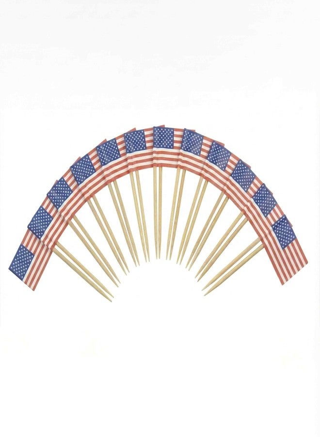 Mobi Lock 120 Pcs USA Flag Cocktail Picks - 6.5cm (2.5in) Bamboo Toothpicks with Mini Flags - Sturdy Food & Drink Garnish Picks for Parties, Bars, Catering & Events - by Mobi Lock - Image 1