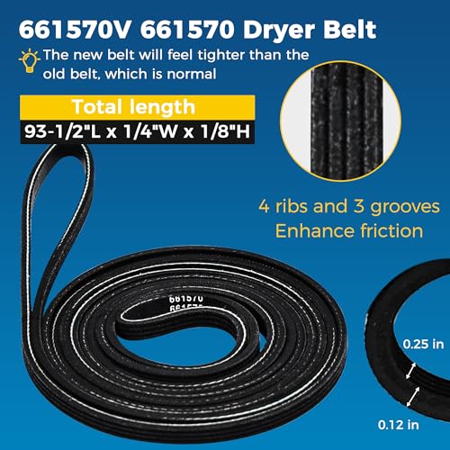 Romalon Superior 661570V Dryer Drum Belt 661570 3387610 Compatible with Whirlpool Kenmore Dryers Replaces 3393999 3389728 AP5983729 PS11722115 by Romalon OEM (Figures 7,8,9) - Image 4