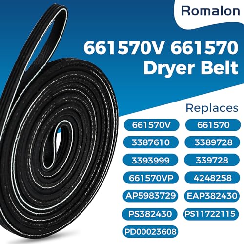 Romalon Superior 661570V Dryer Drum Belt 661570 3387610 Compatible with Whirlpool Kenmore Dryers Replaces 3393999 3389728 AP5983729 PS11722115 by Romalon OEM (Figures 7,8,9) - Image 2