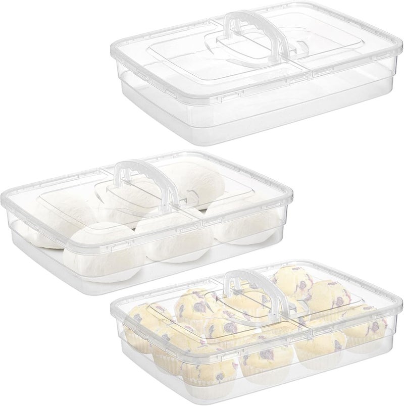 Lawei 3 Pack Pizza Dough Proofing Box, 14 x 10 Inch Dough Trays with Lid and Handle for Pizza, Stackable Pizza Bread Fermentation Storage Containers, Translucent Box with Cover Dough Tray, BPA Free - Image 1