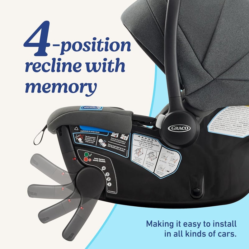 Graco Gomax Infant Car Seat Orchid Haze Lightweight Reclining Rear Facing Car Seat Installs with or Without a Base - Image 5