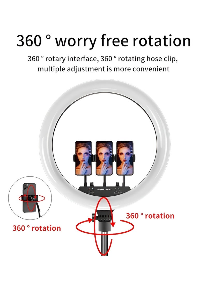 التخطيط رينج لايت للتصويرموديل LIVE-R56 Pro بحجم 560مم - RGB لإضاءة البث المباشر-ريموت تحكم –دوران 360 درجة –حامل ثلاثي –حمل 3 موبايل - Image 4