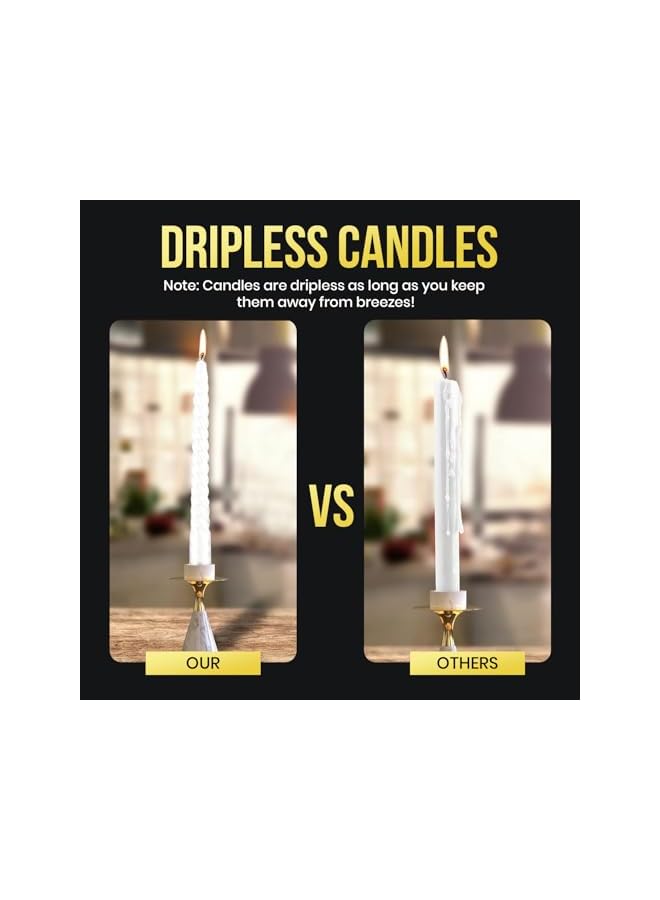 The Bros Taper 25CM Candles Set of 4 Dripless & Smokeless 6-Hour Long Lasting Classic Decorative Candle Sticks Spiral Taper Candle for Wedding,Dinner,Brithday,Parties,Home Decor (White) - Image 5
