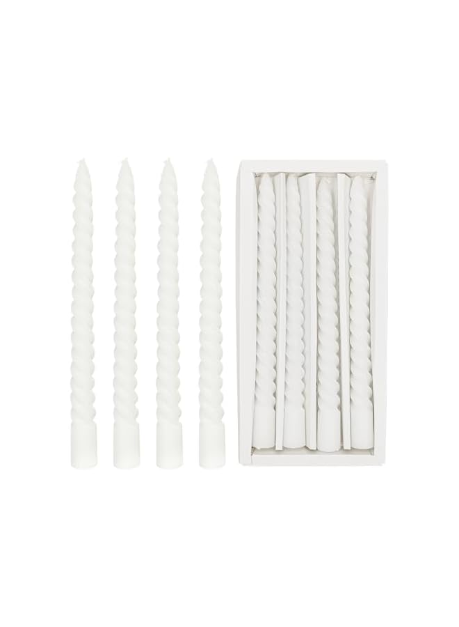 The Bros Taper 25CM Candles Set of 4 Dripless & Smokeless 6-Hour Long Lasting Classic Decorative Candle Sticks Spiral Taper Candle for Wedding,Dinner,Brithday,Parties,Home Decor (White) - Image 2