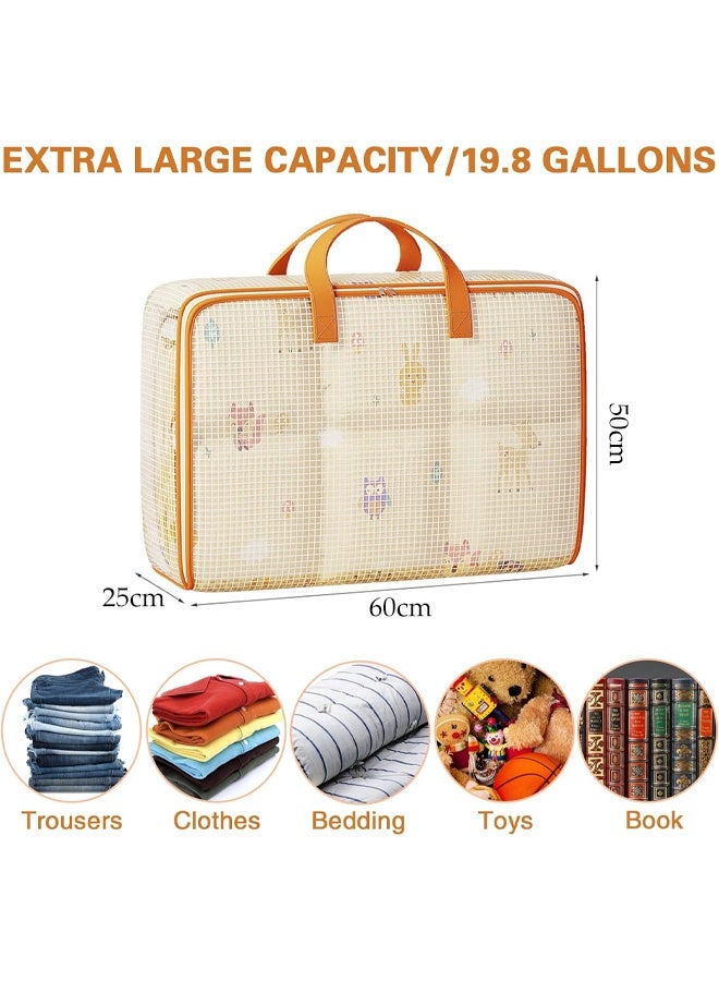 DUNISO 4 Pack Moving Bags, Large Clear Storage Bags with Zippers & Handles, Collapsible Heavy Duty Storage Bags，Waterproof, Moisture-proof, Sturdy and Durablefor,Organized Storage of Clothing, Toys, Bedding and Moving Supplies,60*25*50cm - Image 2