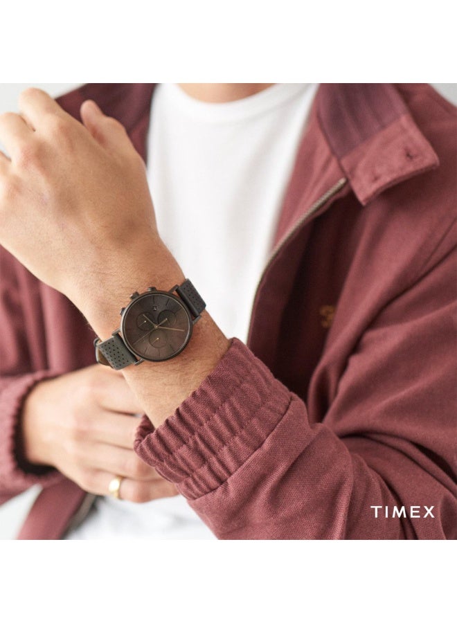 تيميكس ساعة TIMEX Essential Collection Fairfield TW2R79800  ساعة رجالية كلاسيكية بمينا سوداء جلدية مع إضاءة INDIGLO الليلية - Image 4