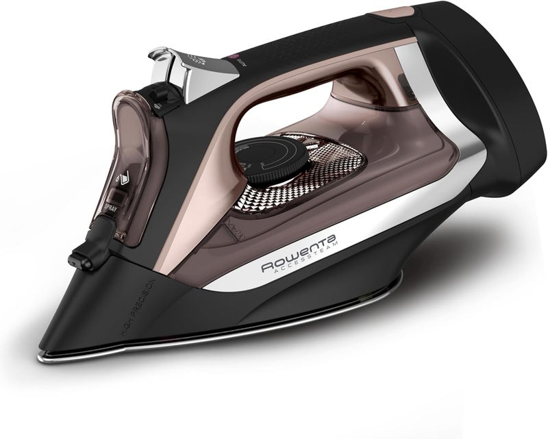 Rowenta Access Stainless Steel Soleplate Steam Iron with Retractable Cord, Powerful Steam Diffusion, Auto-Off and Anti-Drip, 1725 Watts, Black Clothes Iron, DW2459 - Image 1