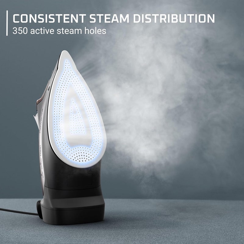 Rowenta Access Stainless Steel Soleplate Steam Iron with Retractable Cord, Powerful Steam Diffusion, Auto-Off and Anti-Drip, 1725 Watts, Black Clothes Iron, DW2459 - Image 2