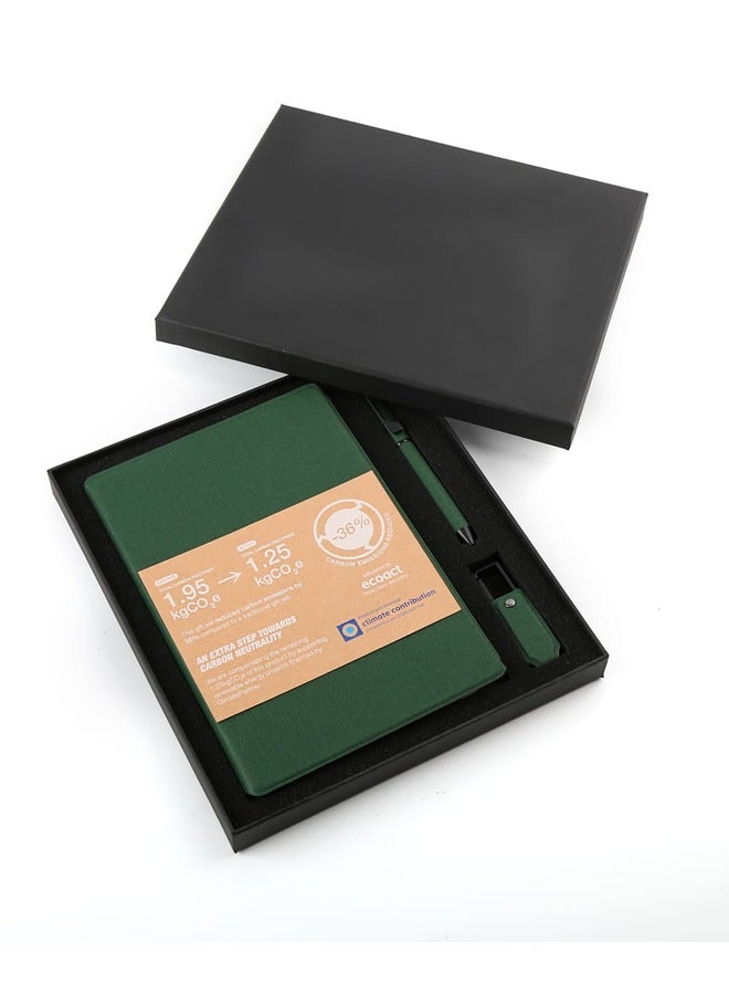 SANTHOME CHANGE ZERO Sustainable Gift Set with Refillable Notebook, Pen & USB Keychain - Green - Image 2