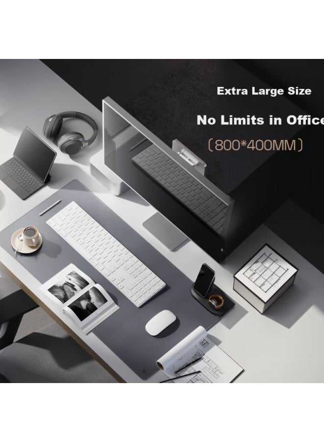 JD.com Jdjz 800*400mm Oversized Dual-layer Desk Pad Mouse Pad Extended Large Office Gaming E-sports Computer Desk Pad Leather Texture Natural Oak Waterproof Wear-resistant Galaxy Grey - Image 1