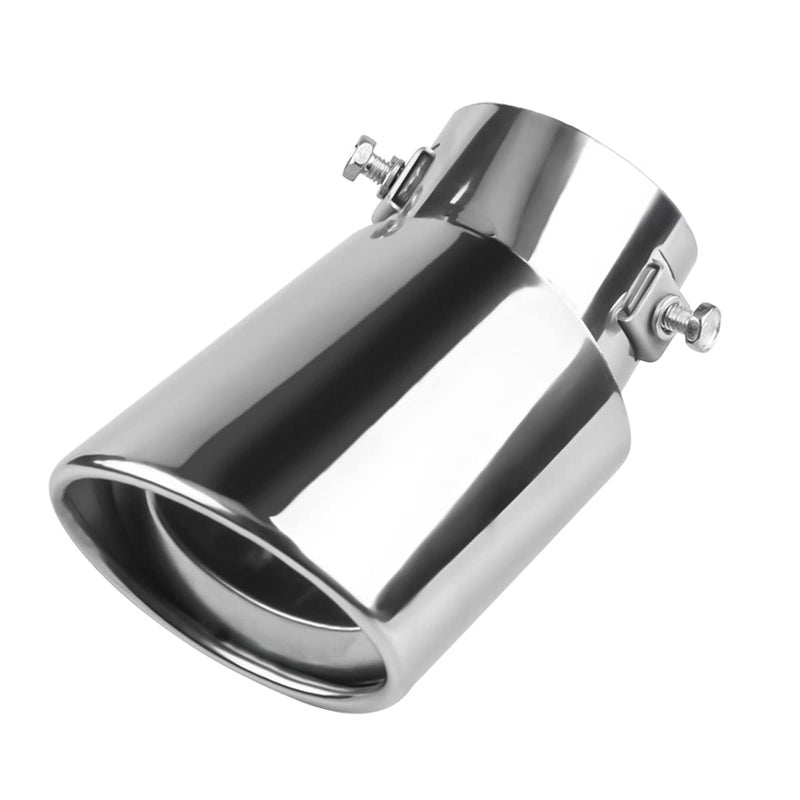 Generic CGEAMDY Car Exhaust Pipe Ends, Exhaust Pipe End Outlet Pipe 38-53 mm, Universal Chrome Stainless Steel Pipe, Car Silencer Tail Pipe (Silver-Curved)  - Image 1