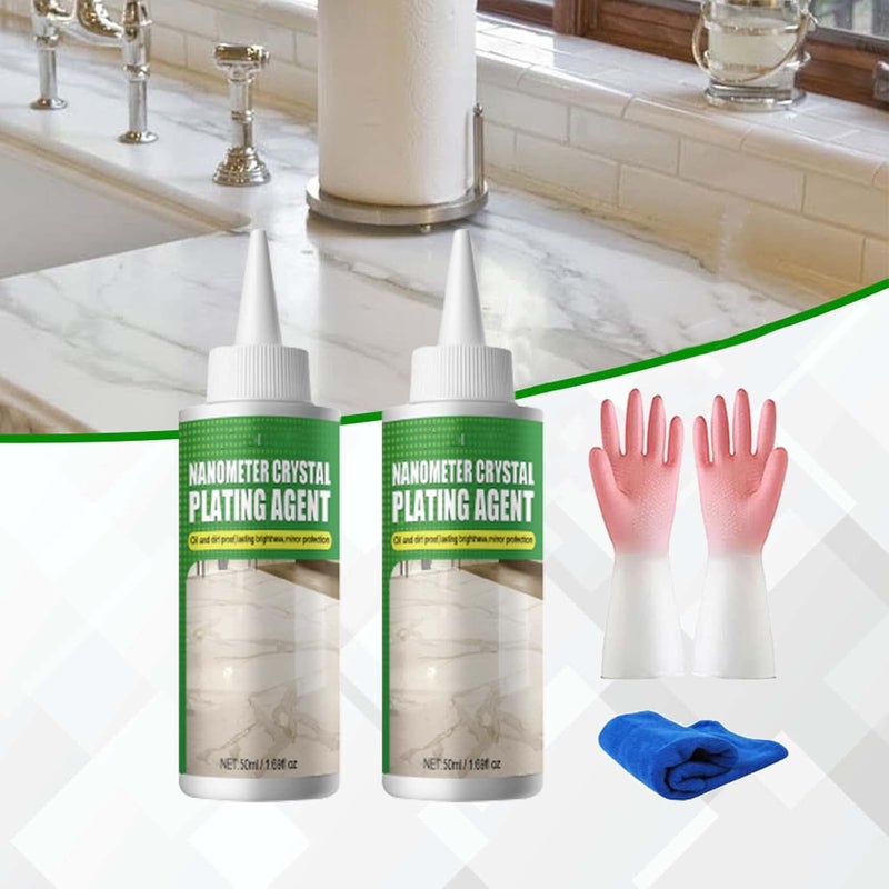 Stone Nano Crystal-Plating Agent, Marble Nano Crystal-Plating Agent, Nanometer Crystal Plating Agent, Nano Crystal Plating Agent for Kitchen Tile & Furniture (2pcs 50ml) 2pcs 50ml - Image 1