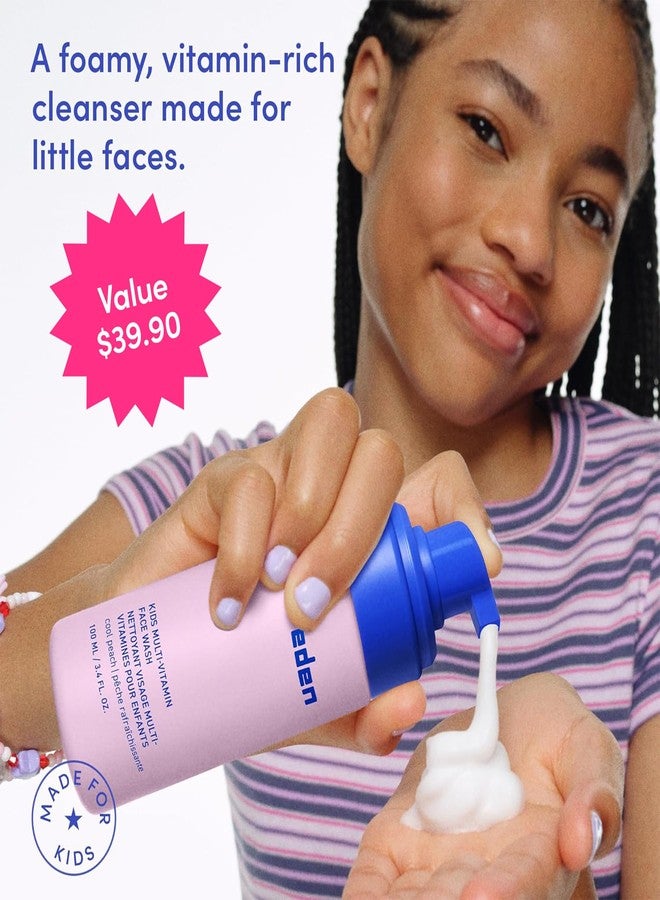 Evereden Kids Face Wash: Cool Peach, 3.4 fl oz. | Cute Terry Spa & Makeup Headband | Gentle Kids Skin Care | Non-toxic and Safe Ingredients for Sensitive Skin | Multi-Vitamin Skin Care - Image 4