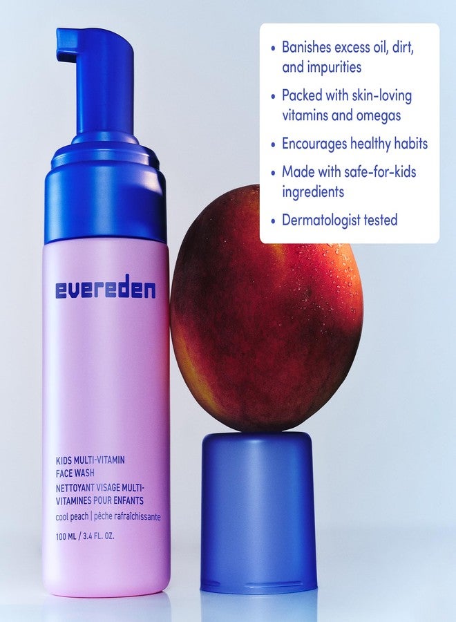 Evereden Kids Face Wash: Cool Peach, 3.4 fl oz. | Cute Terry Spa & Makeup Headband | Gentle Kids Skin Care | Non-toxic and Safe Ingredients for Sensitive Skin | Multi-Vitamin Skin Care - Image 3