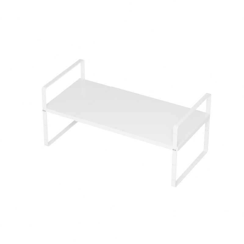 SANNO Expandable Kitchen Shelf Organizers Large Kitchen Cupboard Organizer Stackable Counter Shelf Spice Rack Expandable ShelvesPantry Storage Organization White1 pack