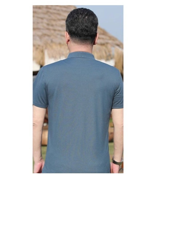 【 Mulberry Silk 5A Antibacterial 】 Men's Short Sleeved T-Shirt Business Polo Shirt  - Image 2