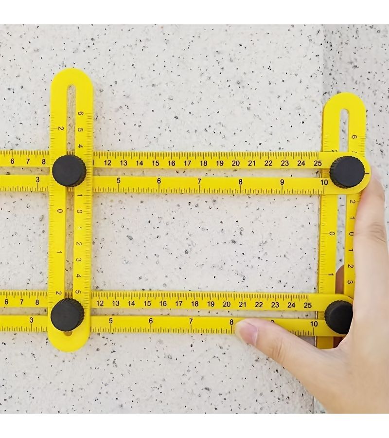 Yellow ABS Plastic 4 Fold Ruler And Tile Regulator Adjustable Angle Measuring Tool Set - Image 5