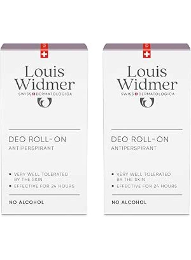 Louis Widmer Antiperspirant Deo Roll-On, Unscented, 50ml, Alcohol-Free, 24-Hour Protection (Pack of 2) - Image 1