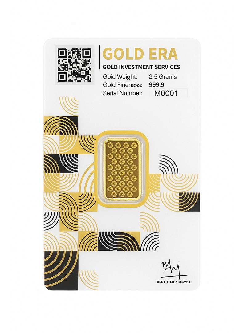 جولد ايرا Gold Era 2.5 Grams Pure Gold Bar – 24K(999.9) Investment-Grade Gold, Certified & Sealed, Ideal for Gifting & Savings  - Image 2