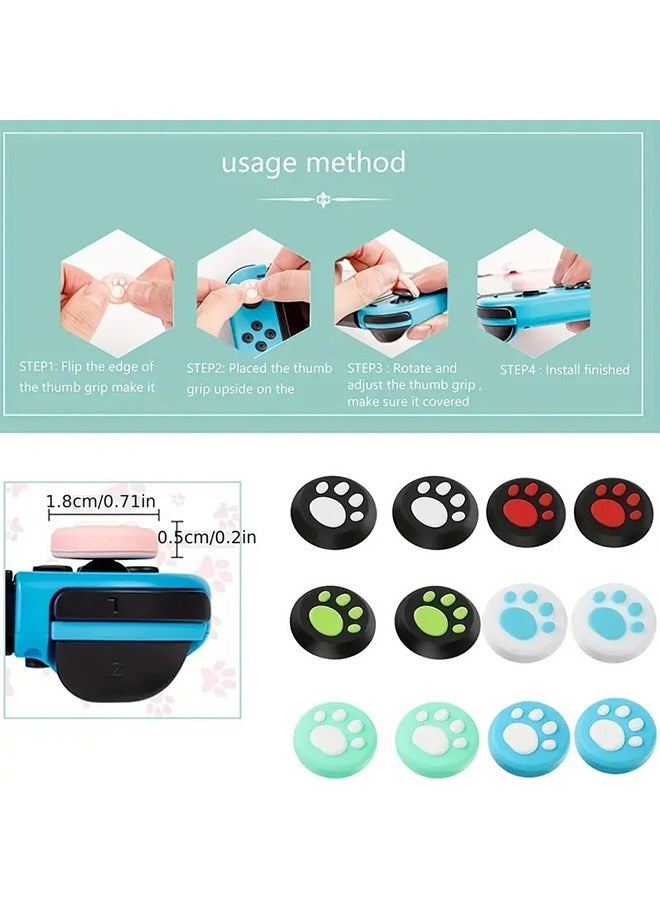 28 Pieces Replacement Cute Cat Claw Design Thumb Grip Caps Thumb Grips Analog Stick Cover Joystick Cap Soft Silicone Cover Compatible with Nintendo Switch, Switch Lite and Joy Con Controller - Image 4