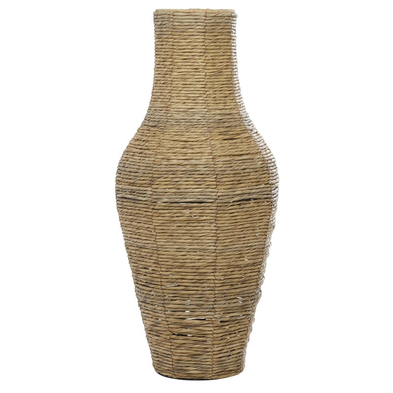 Deco 79 Faux Seagrass Handmade Tall Woven Floor Vase 12 x 12 x 28 Brown