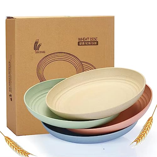 LRUUIDDE Unbreakable Cereal Dinner Plate, 9 Inch Wheat Straw Deep Reusable Plastic, Lightweight Salad Kids for Kitchen Camping BPA FREE Dishwasher Safe - Image 1