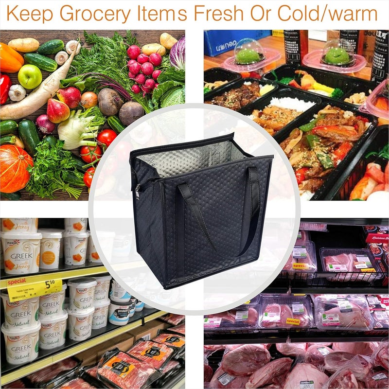 BAGHOME Store 2PCS Refrigerator Grocery Bag,Cooler Bag,Zipper,Black,Blue - Image 4